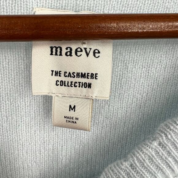 Anthropologie Maeve Puff Sleeve 100% Cashmere Cardi Sweater blue medium or small - Picture 7 of 7